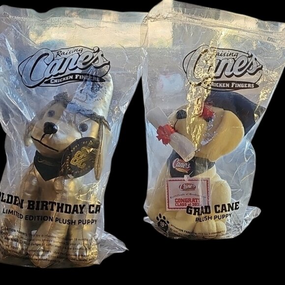 New factory sealed Raising Cane's Plush Puppy Set Birthday and Graduation 2025 - Picture 2 of 12